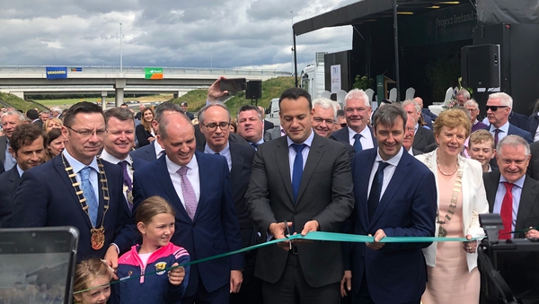 Taoiseach Leo Varadkar cutting the ribbon on the €400m M11 extension today
