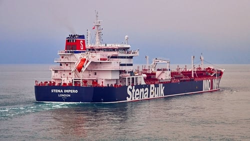 The UK-registered oil tanker 'Stena Impero' at sea