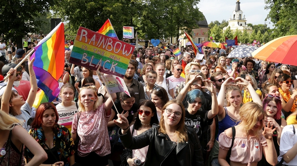 Some 800 supporters of LGBT+ rights marched through the city some 200 km northeast of Warsaw