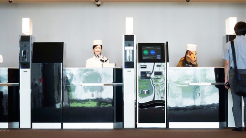 Do you have a reservation? The robot check-in at the Henn-na Hotel in Japan