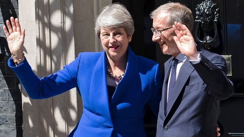 Theresa May and her husband Philip outside 10 Downing Street