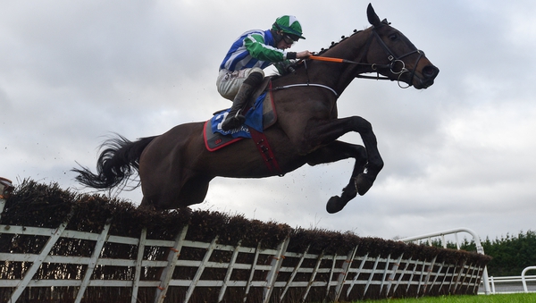 Chosen Mate, with Jack Kennedy up, winning the maiden hurdle at Fairyhouse in January