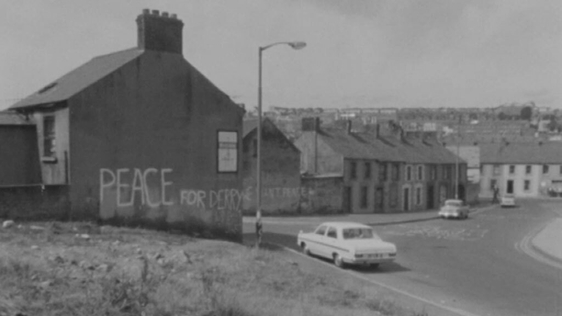 Peace sign on wall, Derry (1969)