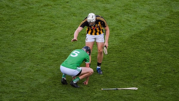 Kilkenny's Liam Blanchfield of consoles Diarmaid Byrnes at the end of the All-Ireland hurling semi-final