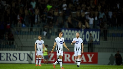 Dundalk players react to the 3-0 defeat in Baku