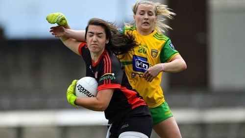Shannon Lynch (L) in action against Donegal