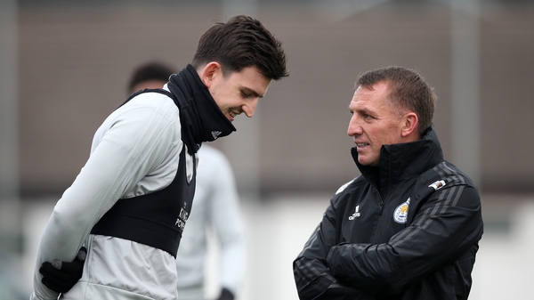 Leicester boss Rodgers with Maguire
