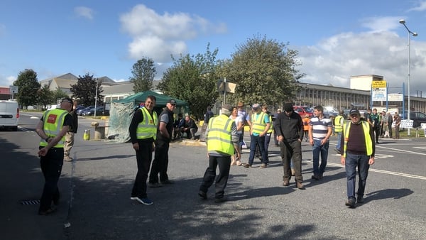 Protests at the Dawn Meats plant in Grannagh yesterday