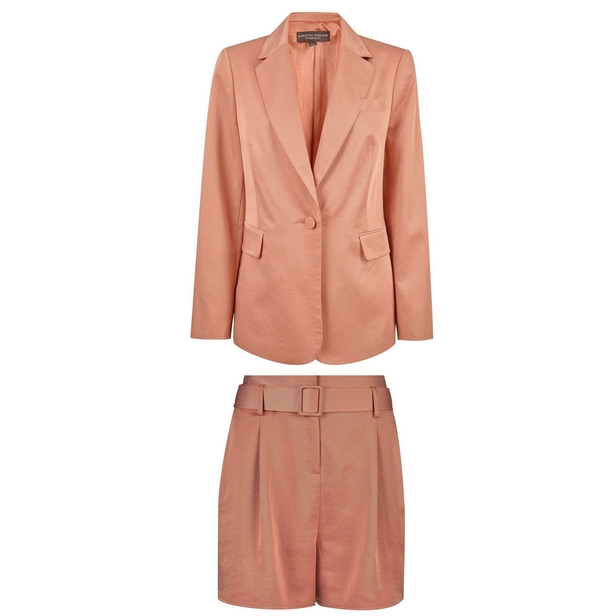 Dorothy Perkins Pink Shimmer Blazer; Pink Belted Shimmer Shorts