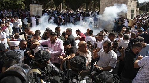 Police fired sound grenades as Palestinian protests intensified at the highly sensitive Al-Aqsa mosque compound