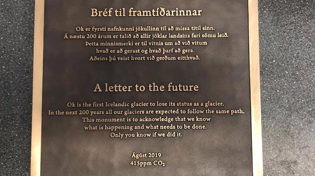 Plaque lost glacier Iceland
