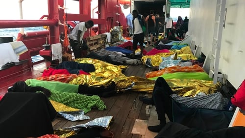 More than 350 migrants are stranded on the ship
