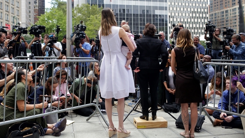 The women speak outside the US Federal Court in New York