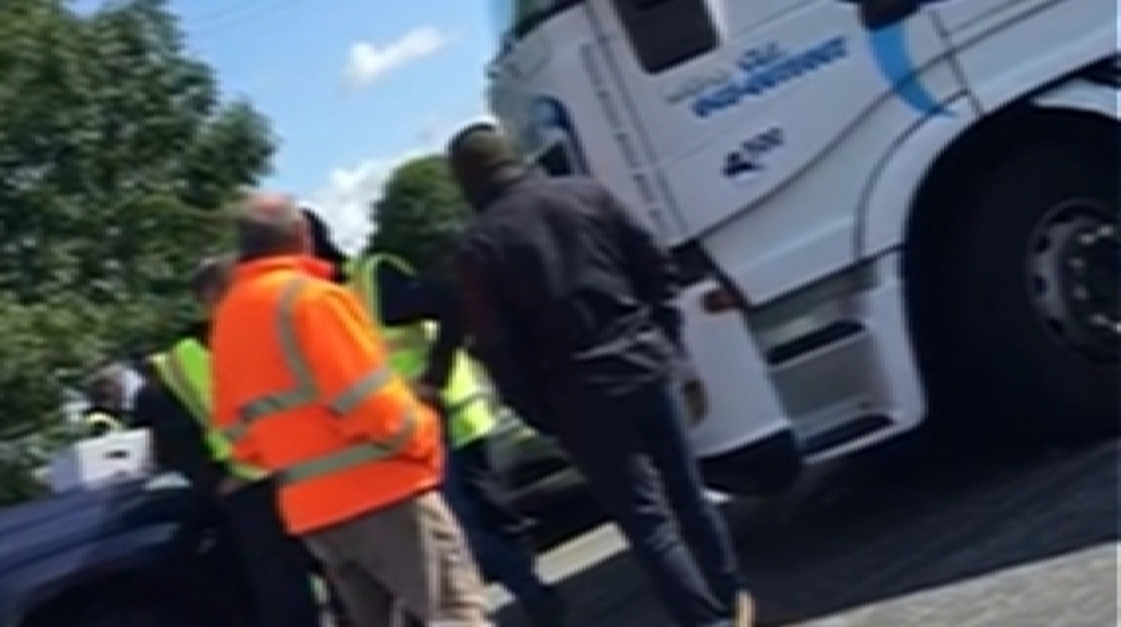Protesters block truck outside meat plant