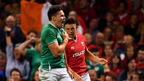 Jacob Stockdale scored two tries in the first half against Wales