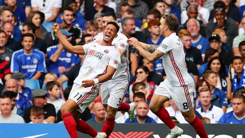 Callum Robinson celebrates his goal against Chelsea