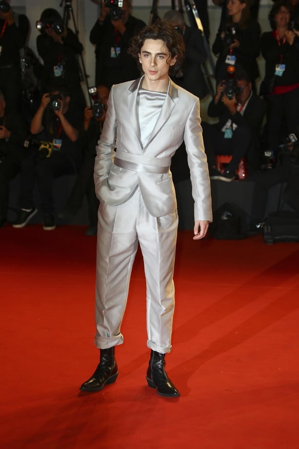 Timothée Chalamet attends The King red carpet during the 76th