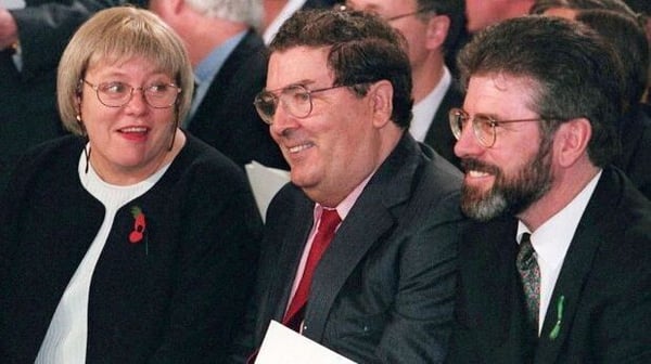 Mo Mowlam, John Hume and Gerry Adams - for Adams, independence comes before socialism in the order of priority.