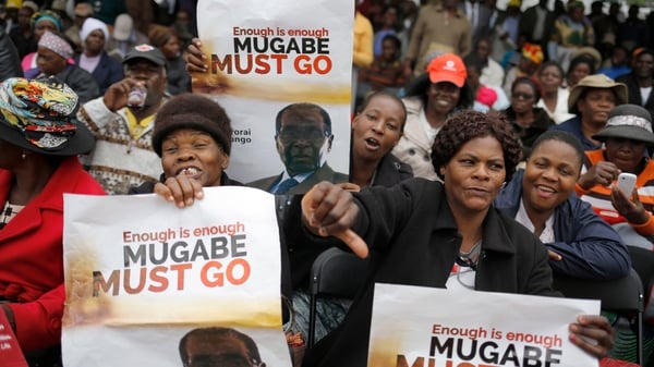 People taking part in mass action protests against Robert Mugabe, in Harare in November 2017