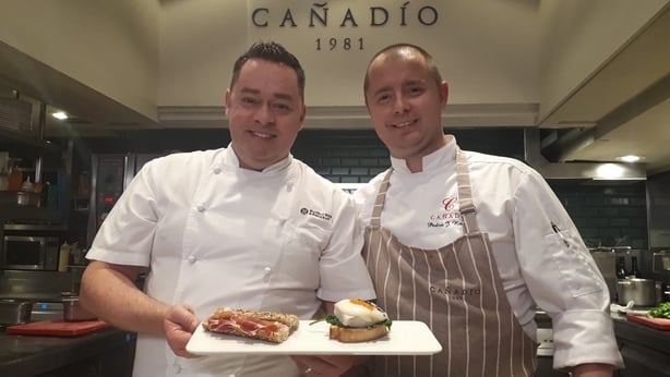 Neven with Chef Pedro Román of Cañadío restaurant in Santander. Neven's Spanish Food Trails