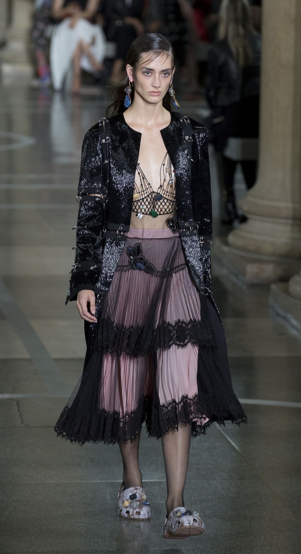 A model on the catwalk during the Christopher Kane Spring/ Summer 2017 (Isabel Infantes/PA)