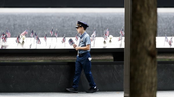 New Yorkers held two moments of silence, at the times the two planes struck the North and South Towers