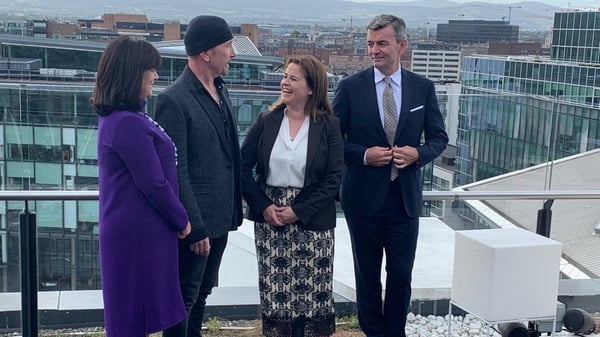 (From left to right) CPL Resources CEO Anne Heraty, U2's The Edge, Atlantic Bridge founder Elaine Coughlan and Mark Roden, CEO of Ding