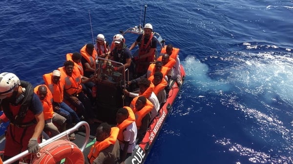 Ocean Viking rescued a group of migrants off the coast of Libya in the Mediterranean last month