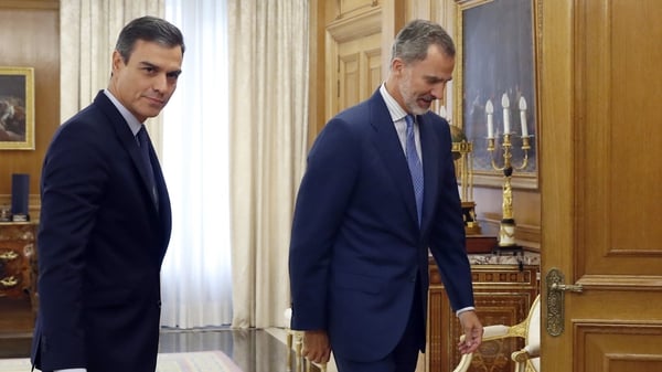 Acting Spanish Prime Minister Pedro Sanchez meeting King Felipe VI