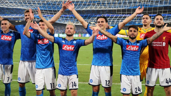 Napoli players celebrate their victory