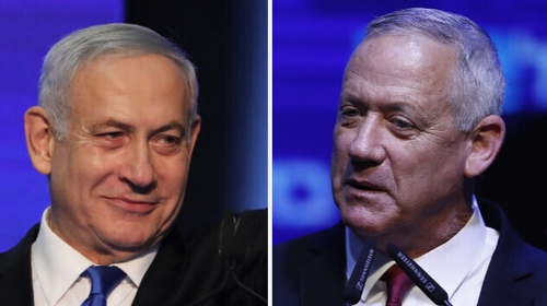 Last April and again in September Benjamin Netanyahu (L) faced off against Benny Gantz