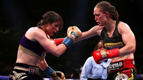 Delfine Persoon (R) gave Katie Taylor her toughest test yet as a professional