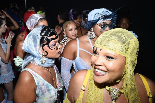Models backstage at the show (Dimitrios Kambouris/Getty/PA)