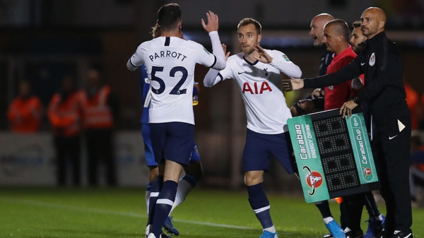 Troy Parrott was replaced in the second half by Christian Eriksen