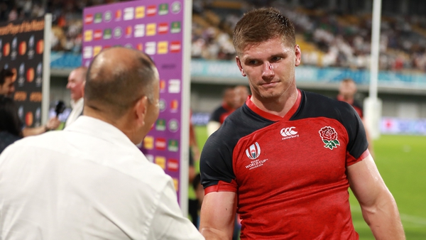 Owen Farrell was hit with a =n illegal challenge by US flanker John Quill