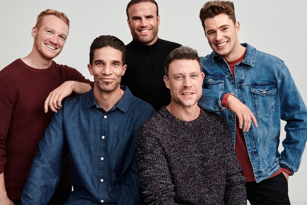 Pritchard modelling the Debenham's new season menswear with Wayne Bridge, David James, Jamie Roberts and Greg Rutherford