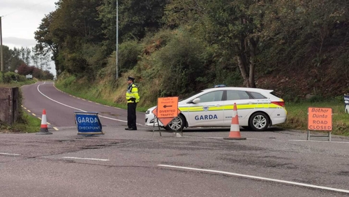 Gardaí at the scene of the crash in Ballinhassig, Co Cork