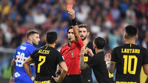 Sanchez was sent off in his side's win over Sampdoria