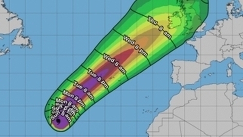 Hurricane Lorenzo is currently over the south Atlantic Ocean