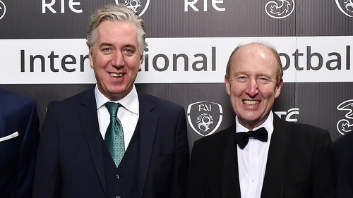 Minister Shane Ross (r), seen here with former FAI CEO John Delaney, said he would not be publishing the KOSI audit report