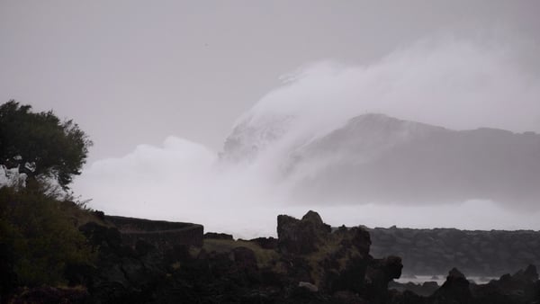 Hurricane Lorenzo passes over Pico Island on the Azores