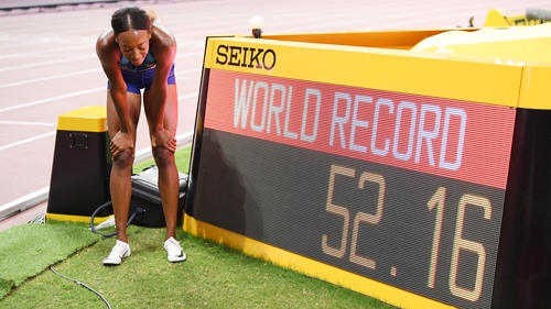 Dalilah Muhammad breaks her own world record in Doha