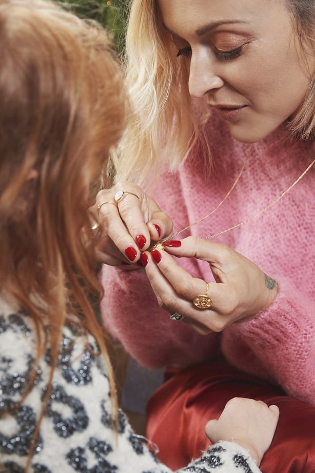 Fearne Cotton (right) wearing pieces from the Fearne X Carrie jewellery collection