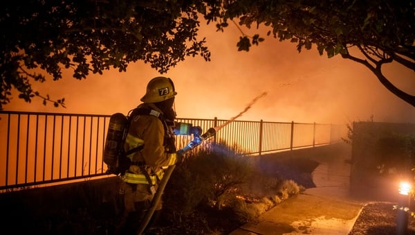 Firefighters battled the Saddleridge Fire in the San Fernando Valley