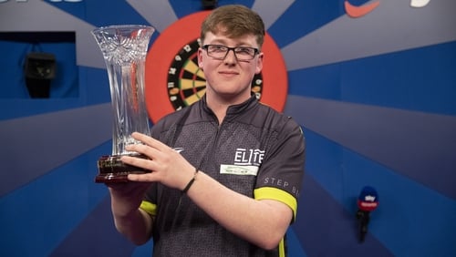 Teenager Barry will now compete in the William Hill World Darts Championship for the first time in December after claiming the top domestic honour. 
Picture credit: Lawrence Lustig/PDC