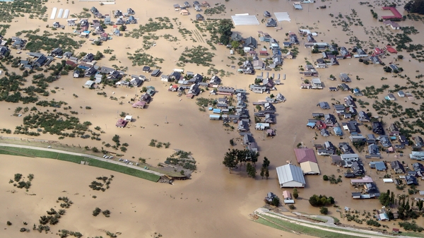 Vast swaths of low-lying land in central and eastern Japan have been flooded