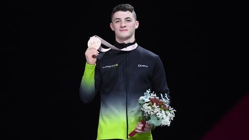 Rhys McClenaghan with his bronze medal