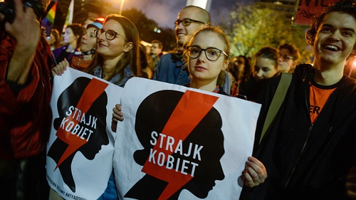 The protests in front of Warsaw's parliament were organised by a feminist group