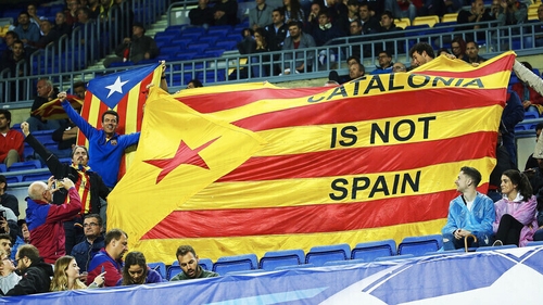 Barcelona fans often display pro-Catalan independence symbols at Camp Nou