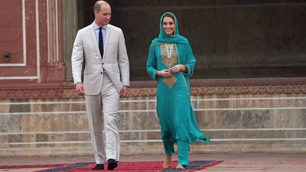Kate wore green again to visit a mosque in Lahore (Owen Humphreys/PA)